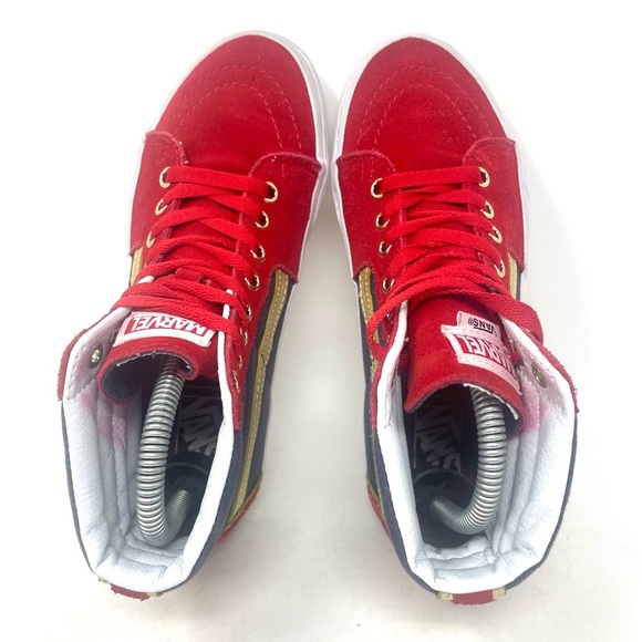 Vans Old Skool High Top Captain Marvel Blue Red Gold Womens 6.5 - Picture 7 of 10